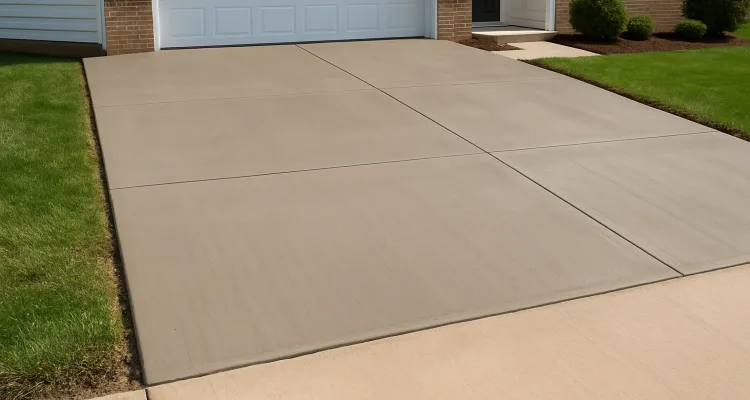 a brand new concrete driveway from TMK Concrete Contractor in Leander, TX - Concrete parking lot building