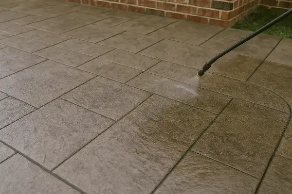 a stamped concrete patio being finished from TMK Concrete Contractor in Leander, TX - Concrete repairs a stamped concrete patio being finished from TMK Concrete Contractor in Leander, TX - Concrete repairs