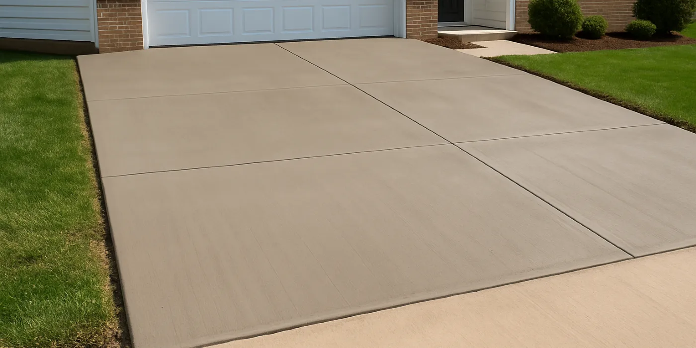 a brand new concrete driveway from TMK Concrete Contractor in Leander, TX - Concrete Sealing